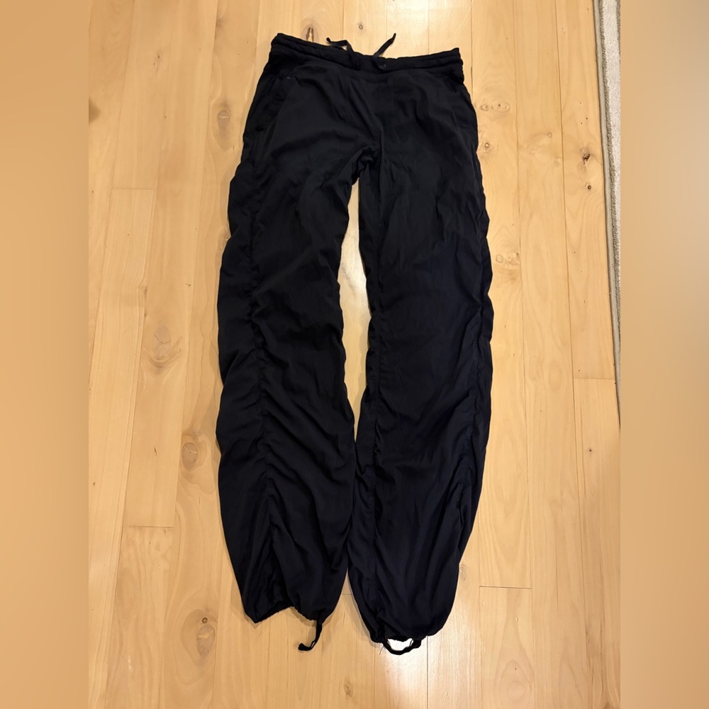 Black Women's Drawstring Ruched Jogger Pants